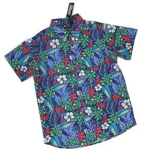 10 Threads Aloha Colorful Tropical Short Sleeve Button Down Shirt Boys 14/16
